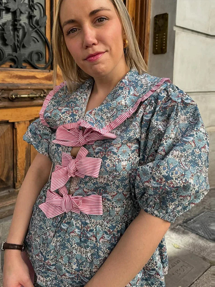 Lange Broek Set Bloemenprint Vrouwelijk Comfortabel