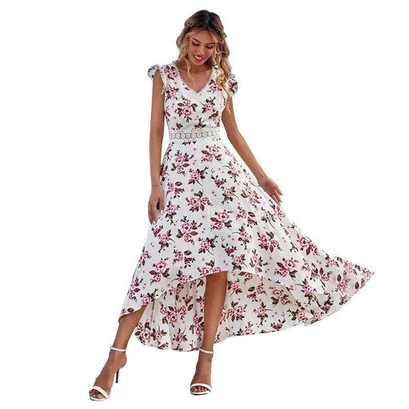 Bloemenjurk met Kant en Houten Knopen van MiraBella wordt 
Jurk met Bloemenprint en Kant Zomerjurk MiraBella