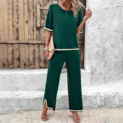 Gebreide Set voor Dames: Top en Broek Zacht en Comfortabel