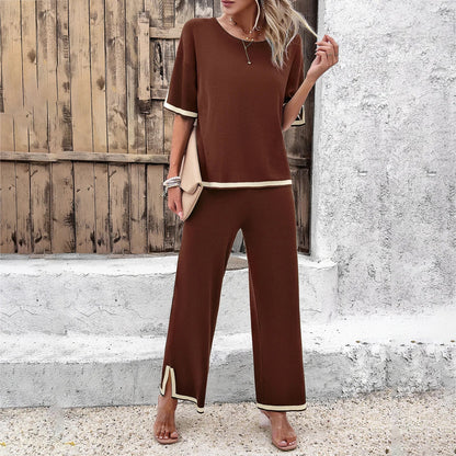 Gebreide Set voor Dames: Top en Broek Zacht en Comfortabel