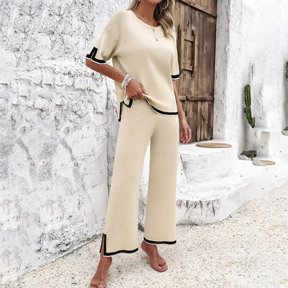 Gebreide Set voor Dames: Top en Broek Zacht en Comfortabel