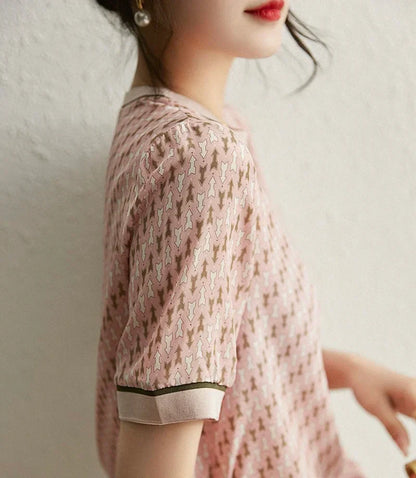 Zomer T-shirt Geometrisch Bedrukt Zijde Look