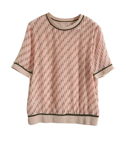 Zomer T-shirt Geometrisch Bedrukt Zijde Look