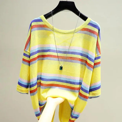 Gestreepte T-Shirt voor Dames Casual Moda Fleur Stijl