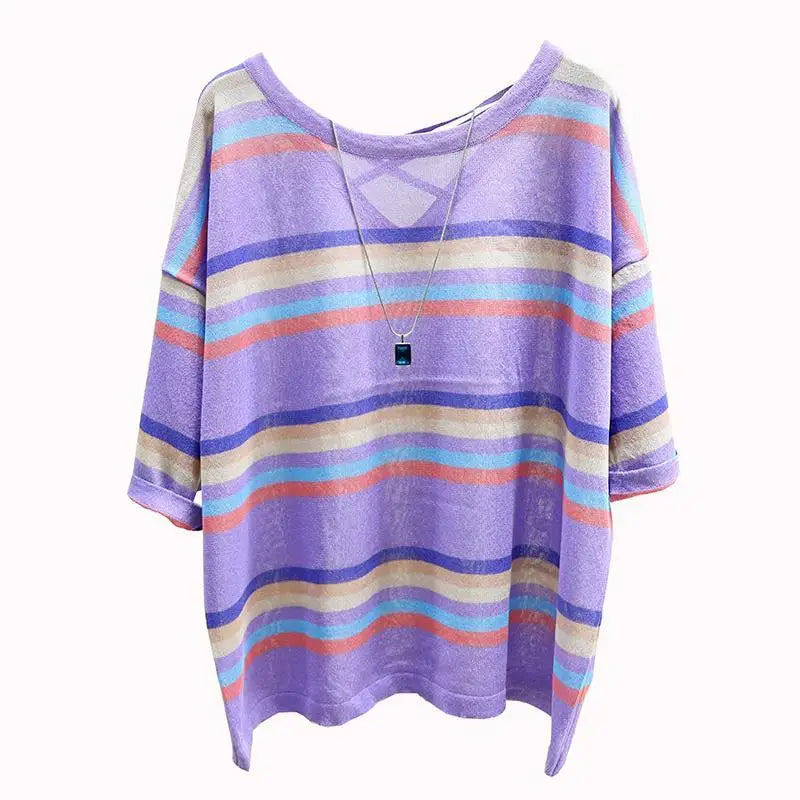 Gestreepte T-Shirt voor Dames Casual Moda Fleur Stijl