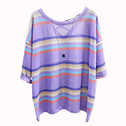 Gestreepte T-Shirt voor Dames Casual Moda Fleur Stijl