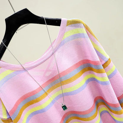 Gestreepte T-Shirt voor Dames Casual Moda Fleur Stijl