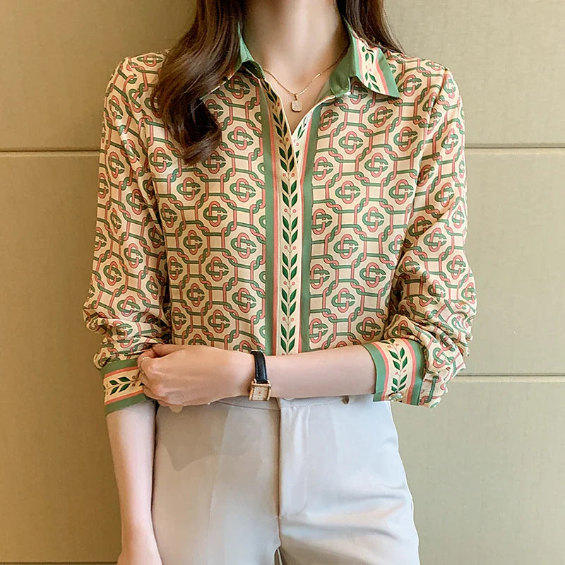 Vrouwelijke Blouse met Kettingprint Elegant Design