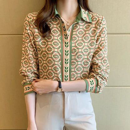 Vrouwelijke Blouse met Kettingprint Elegant Design