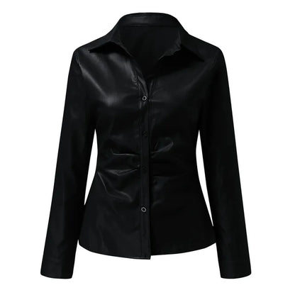 Leren Blouse Lange Mouwen Dames Modieus - StudioMarella
