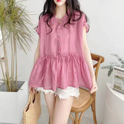 Vrouwelijke Blouse met Ruffles en Kant Details