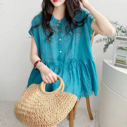 Vrouwelijke Blouse met Ruffles en Kant Details