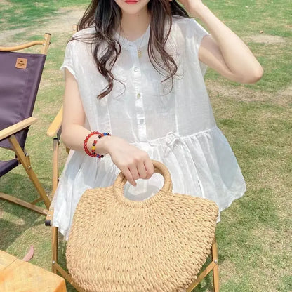 Vrouwelijke Blouse met Ruffles en Kant Details