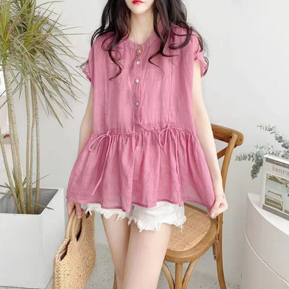 Vrouwelijke Blouse met Ruffles en Kant Details