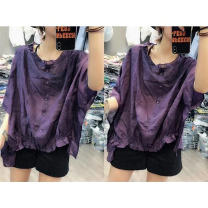 Vrouwelijke Blouse met Ruffles Asymmetrisch Model