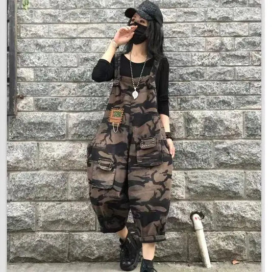 Camouflage Overalls Dames Retro Stijl Denim - StudioMarella