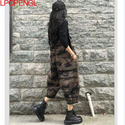 Camouflage Overalls Dames Retro Stijl Denim