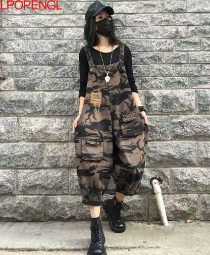 Camouflage Overalls Dames Retro Stijl Denim