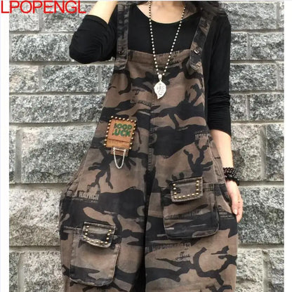 Camouflage Overalls Dames Retro Stijl Denim
