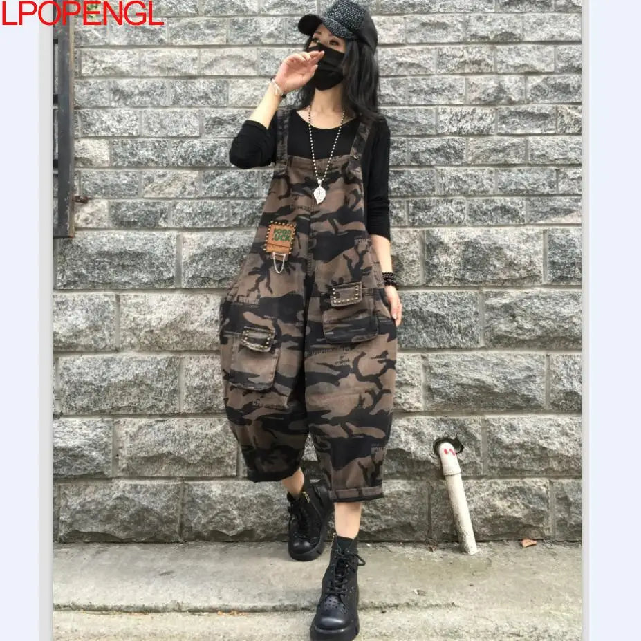 Camouflage Overalls Dames Retro Stijl Denim