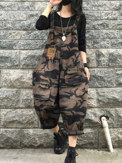 Camouflage Overalls Dames Retro Stijl Denim