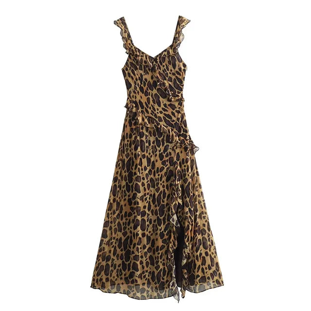 Midi Jurk Zomerse Ruche Chiffon Jurk voor Vrouw - StudioMarella