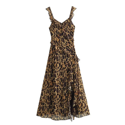 Midi Jurk Zomerse Ruche Chiffon Jurk voor Vrouw - StudioMarella