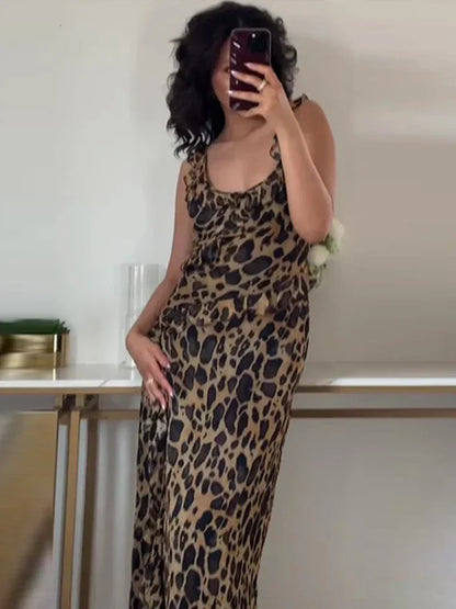 Midi Jurk Zomerse Ruche Chiffon Jurk voor Vrouw