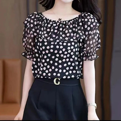 Vrouwelijke Chiffon Blouse Zomerjurk Koreaanse Stijl - StudioMarella