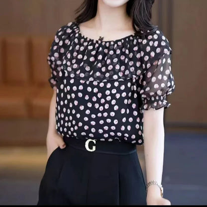 Vrouwelijke Chiffon Blouse Zomerjurk Koreaanse Stijl