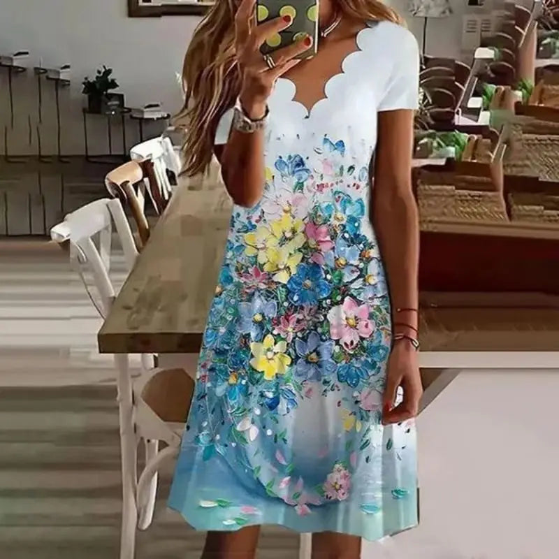 Zomerjurk voor Vrouwen Bedrukt met Bloemen Leuke Jurk