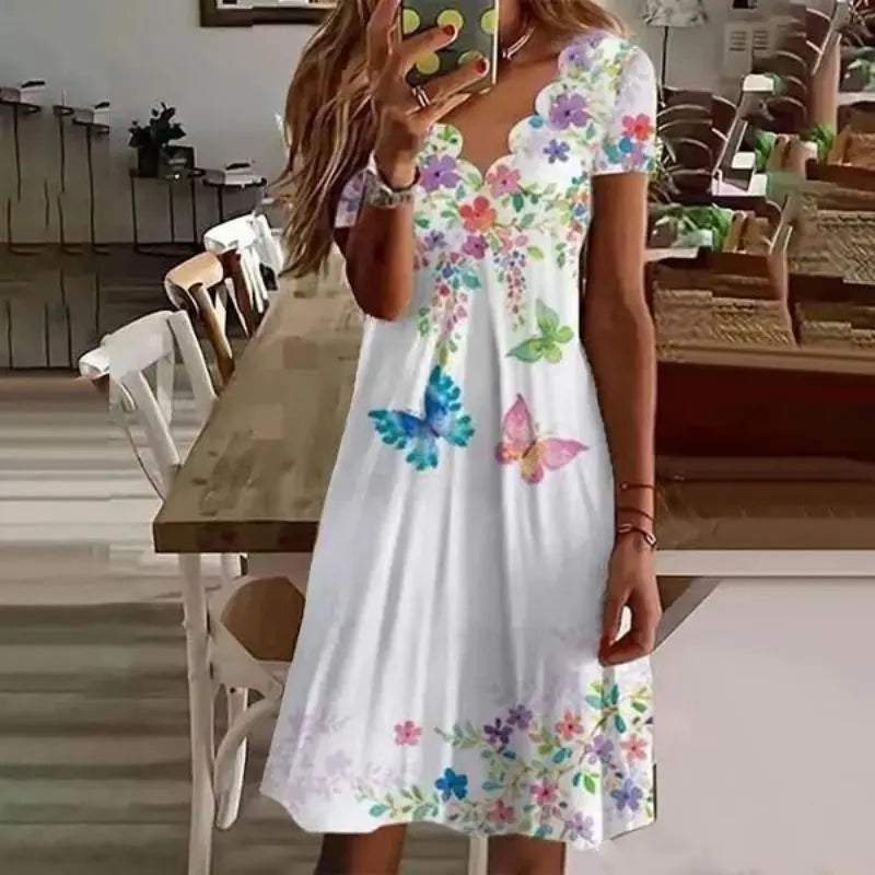 Zomerjurk voor Vrouwen Bedrukt met Bloemen Leuke Jurk