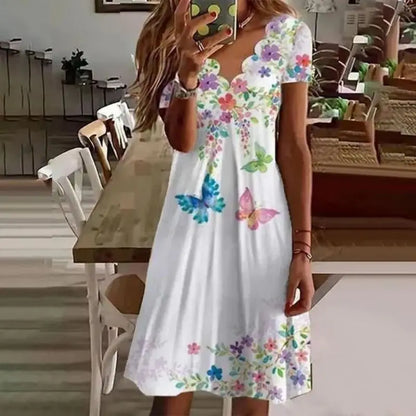 Zomerjurk voor Vrouwen Bedrukt met Bloemen Leuke Jurk