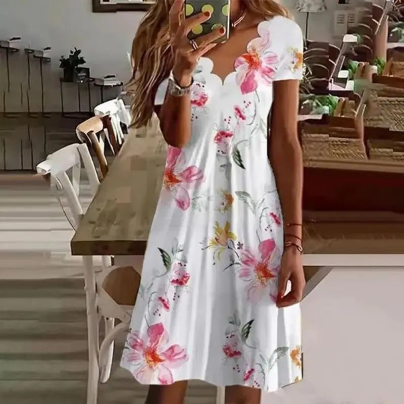 Zomerjurk voor Vrouwen Bedrukt met Bloemen Leuke Jurk