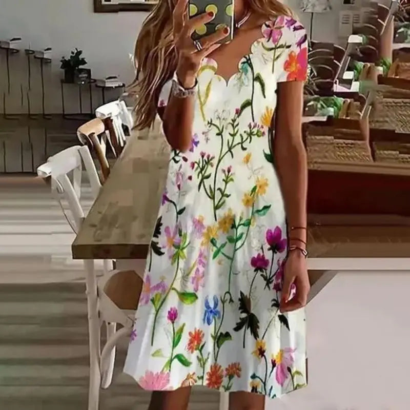 Zomerjurk voor Vrouwen Bedrukt met Bloemen Leuke Jurk