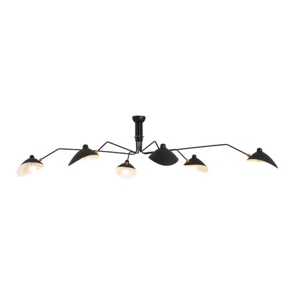 Verstelbare Spinlamp Multi-Arm Plafondlamp Industriële Design Messing Details Zwart Wit Scandinavisch Modern