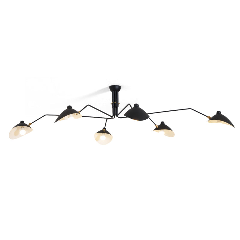 Verstelbare Spinlamp Multi-Arm Plafondlamp Industriële Design Messing Details Zwart Wit Scandinavisch Modern