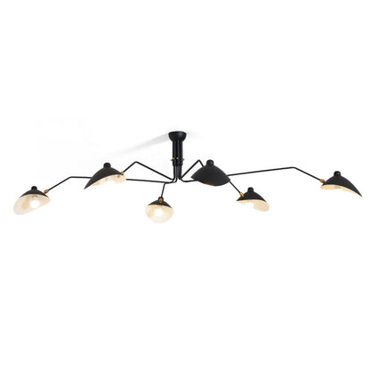 Verstelbare Spinlamp Multi-Arm Plafondlamp Industriële Design Messing Details Zwart Wit Scandinavisch Modern
