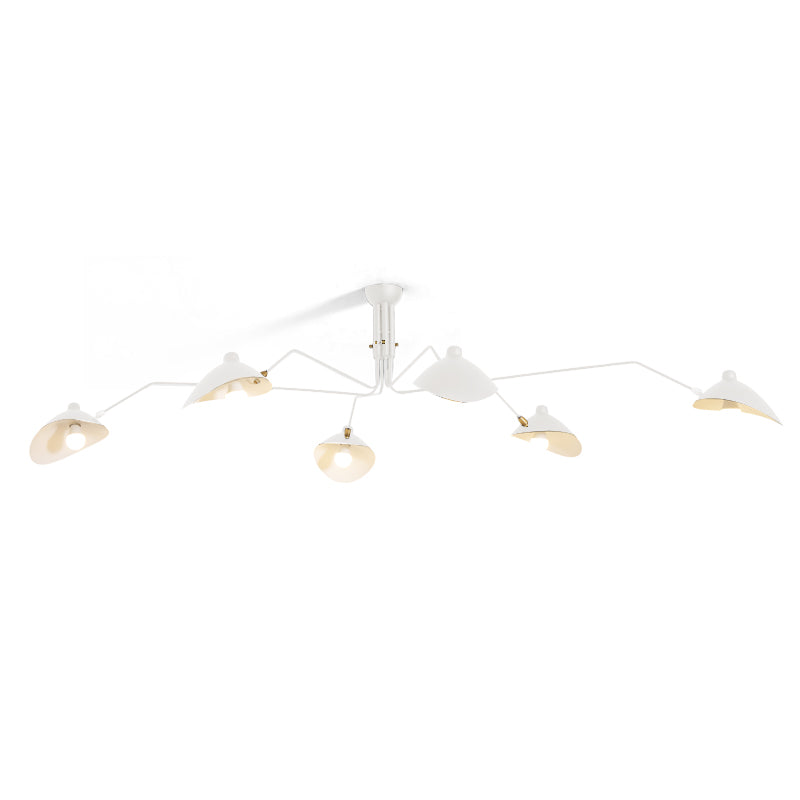 Verstelbare Spinlamp Multi-Arm Plafondlamp Industriële Design Messing Details Zwart Wit Scandinavisch Modern