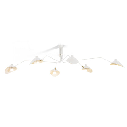Verstelbare Spinlamp Multi-Arm Plafondlamp Industriële Design Messing Details Zwart Wit Scandinavisch Modern