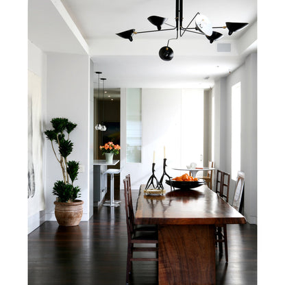 Verstelbare Spinlamp Multi-Arm Plafondlamp Industriële Design Messing Details Zwart Wit Scandinavisch Modern