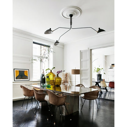 Verstelbare Spinlamp Multi-Arm Plafondlamp Industriële Design Messing Details Zwart Wit Scandinavisch Modern