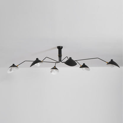 Verstelbare Spinlamp Multi-Arm Plafondlamp Industriële Design Messing Details Zwart Wit Scandinavisch Modern