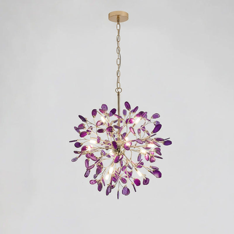 Hanglamp Kroonluchter Natuurlijk Agaat Metaal Goud Multicolor G4 12-18 Lichts Woonkamer