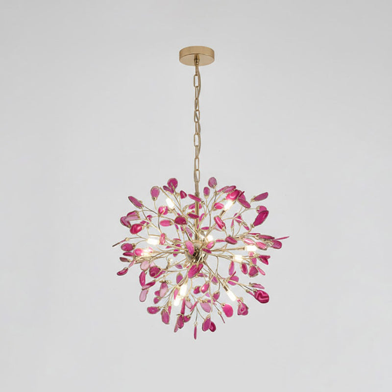 Hanglamp Kroonluchter Natuurlijk Agaat Metaal Goud Multicolor G4 12-18 Lichts Woonkamer