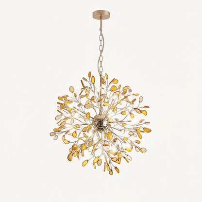 Agaat Kroonluchter met Braziliaanse Edelsteenschijven Roségoud Frame Luxe Hangverlichting voor Eetkamer Woonkamer Slaapkamer