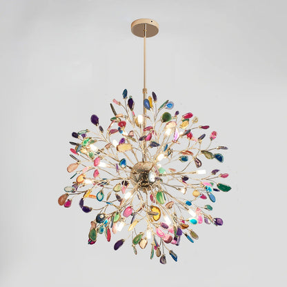 Hanglamp Kroonluchter Natuurlijk Agaat Metaal Goud Multicolor G4 12-18 Lichts Woonkamer