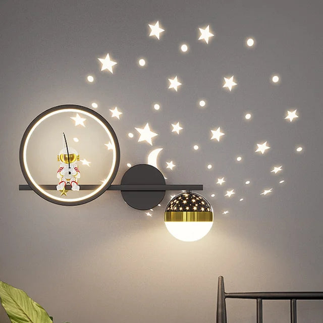 Kinder Wandlamp Met Sterren En Maan Projectie Voor Slaapkamer Zachte Nachtverlichting Met Warme Gloed