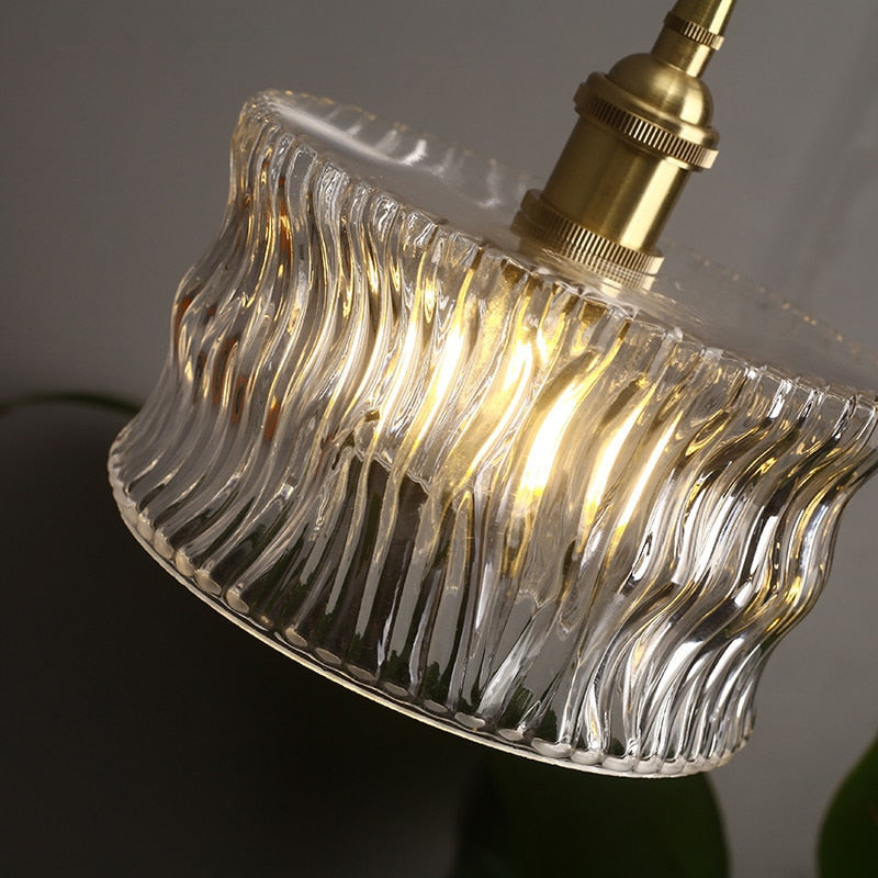 Hanglamp Geribbeld Glas Messing Japans Retro E27 Eetkamer Keuken Wit Groen