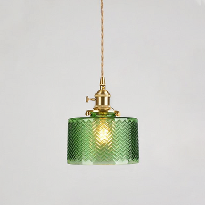 Hanglamp Geribbeld Glas Messing Japans Retro E27 Eetkamer Keuken Wit Groen